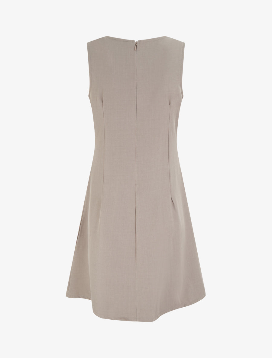 Robe sans manches à empiècement bijou - Taupe - 2