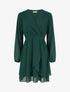 Robe unie style portefeuille à manches longues - Vert foncé - 1