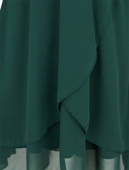 Robe unie style portefeuille à manches longues - Vert foncé - 3
