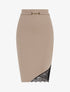 Jupe crayon à bord en dentelle - Taupe - 1