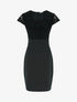 Robe moulante à buste en dentelle et manches courtes - Noir - 1