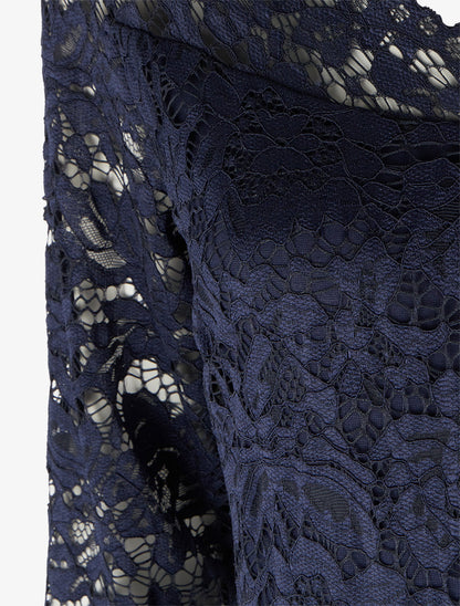 Combinaison en dentelle à boucle bijou - Marine - 3
