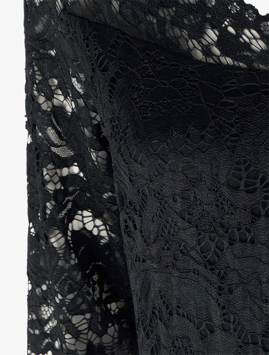Combinaison en dentelle à boucle bijou - Noir - 3