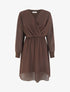 Robe évasée en voile à col cache-coeur - Marron - 1