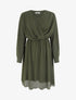 Robe évasée en voile à col cache-coeur - Kaki - 1