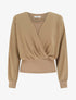 Top à manches style chauve-souris et pans cache-coeur - Beige foncé - 1