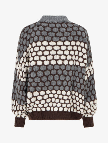 Pull en mohair mélangé à motif ronds - Gris/écru - 2