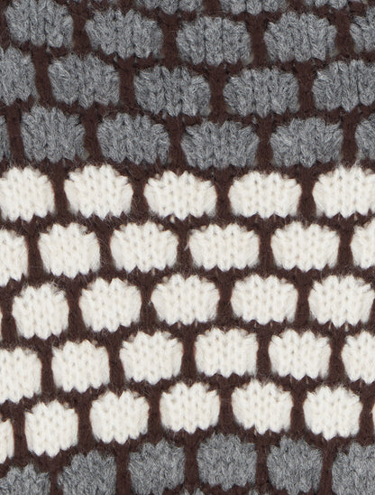 Pull en mohair mélangé à motif ronds - Gris/écru - 3