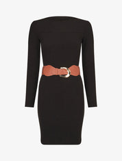 Robe côtelée à dos nouer - Noir - 1