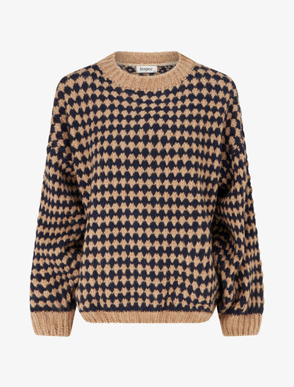 Pull ample en mohair mélangé à motif style écaille - Camel - 1