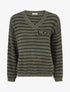 Pull mohair inscription LOVE à rayures - Kaki - 1