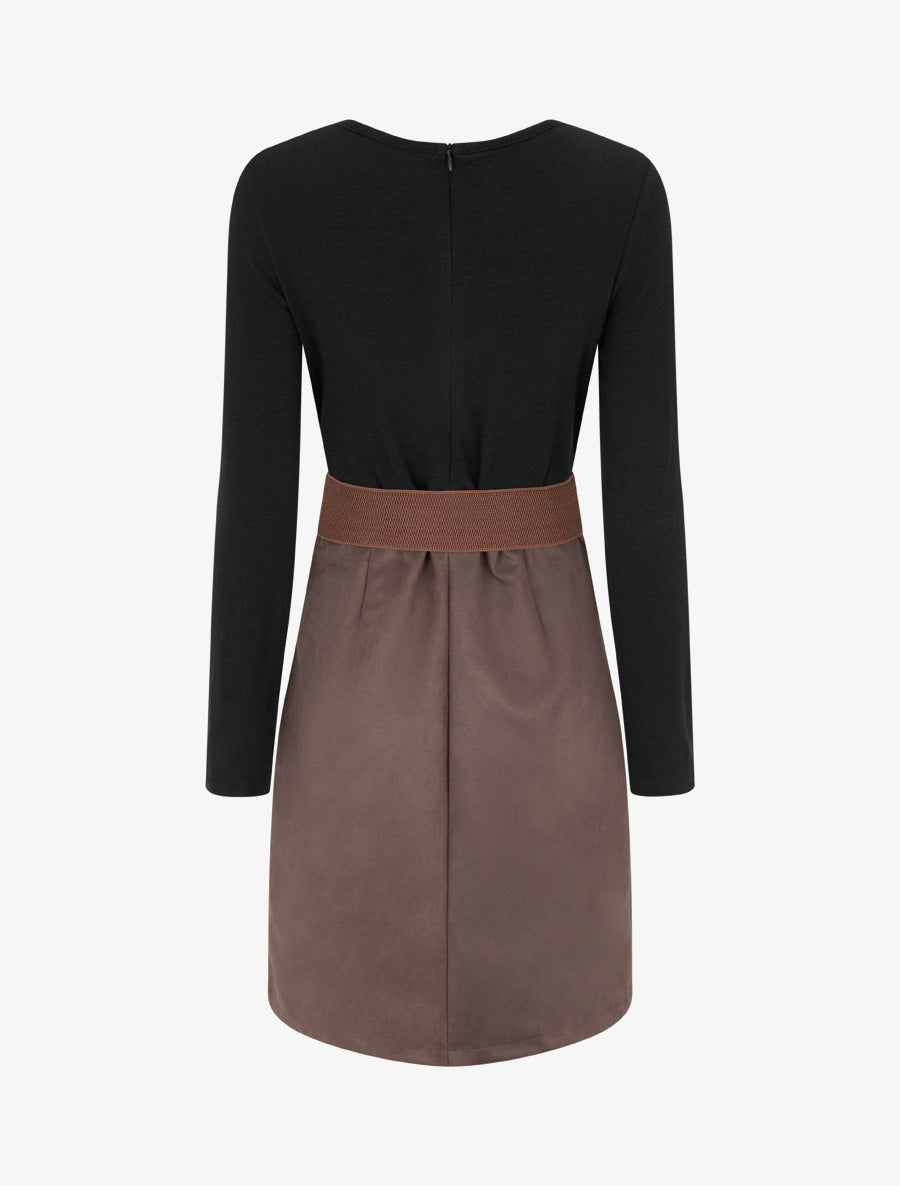 Robe droite bicolore - Noir - 2