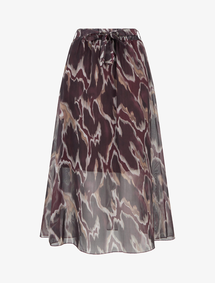 Jupe midi à liserés irisés et imprimé abstrait - Violet - 1
