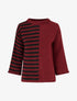 Pull en mohair mélangé à rayures et col rond - Bordeaux - 1