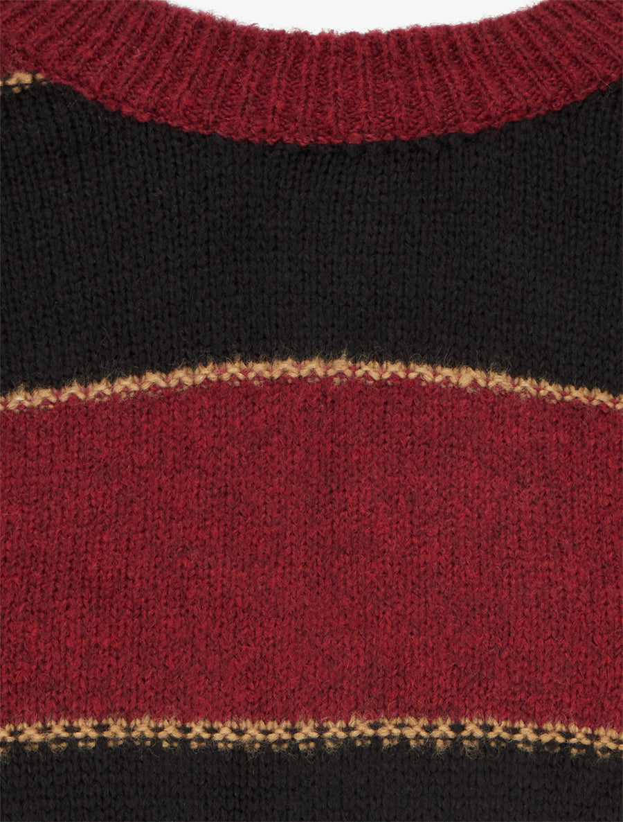 Pull à rayures tricolore en mohair mélangé - Bordeaux - 3