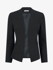 Blazer rayé à col droit - Noir - 1