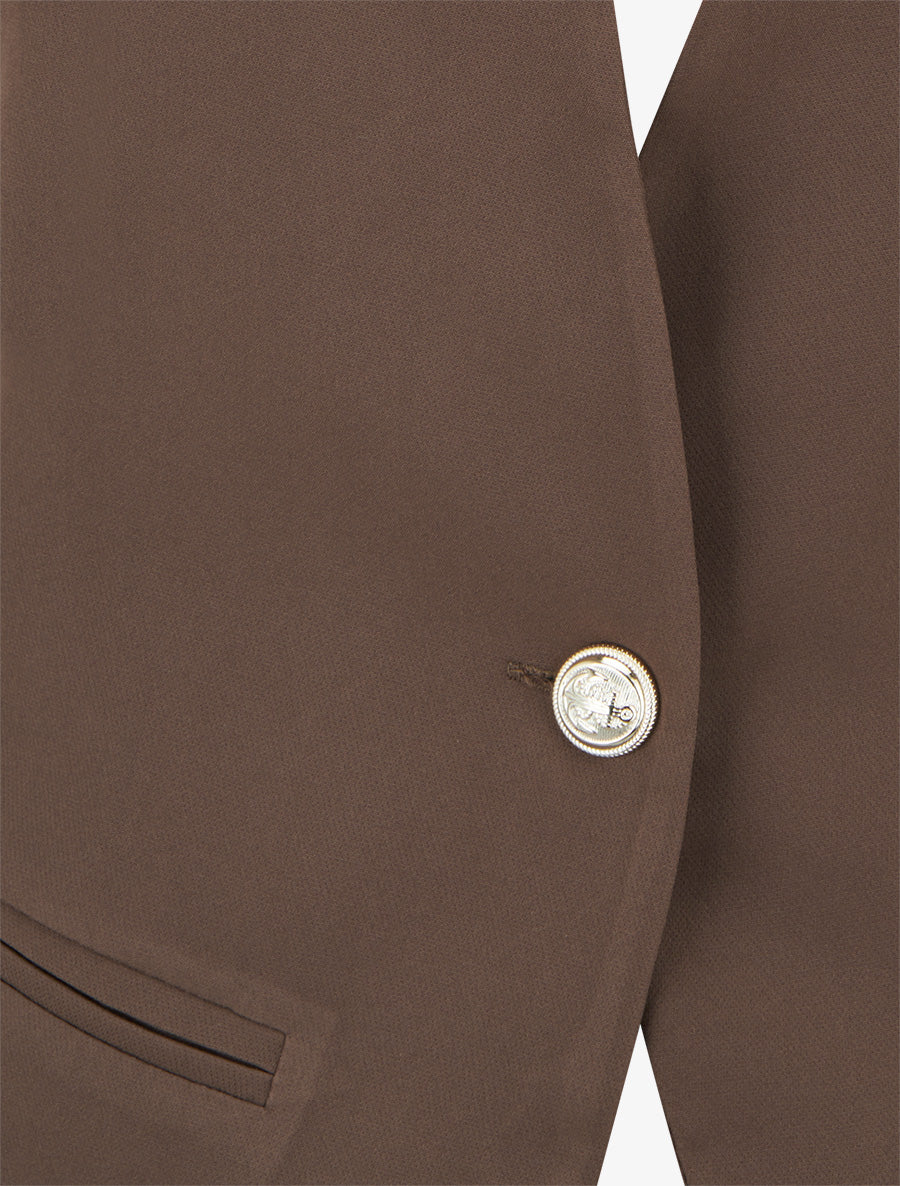 Blazer uni boutonné - Marron - 3