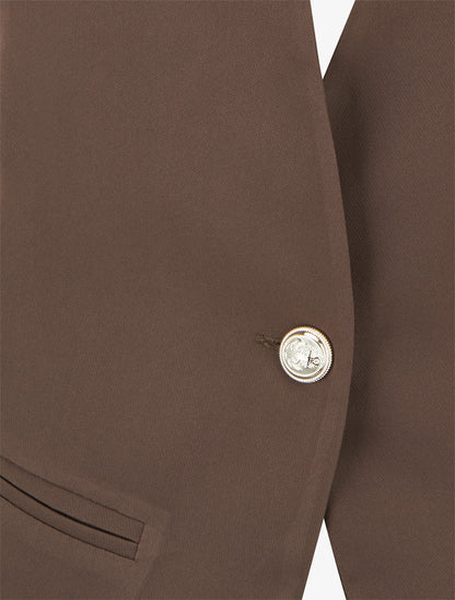 Blazer uni boutonné - Marron - 3