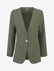 Blazer uni boutonné - Kaki - 1