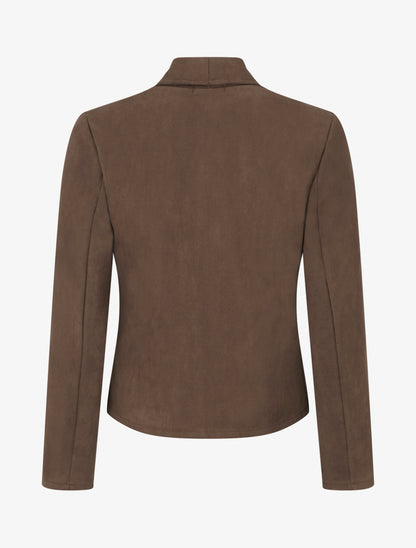 Veste en suédine à fermeture zippée - Marron - 2