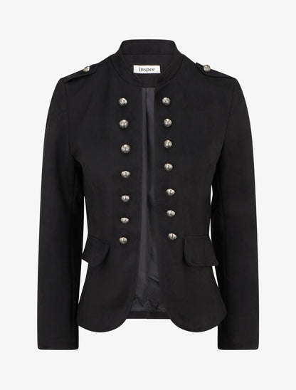 Veste en suédine style officier - Noir - 1
