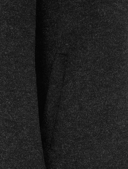 Manteau feutré à capuche et zip asymétrique - Gris foncé - 3