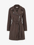 Manteau long à zip asymétrique ceinturé à la taille - Marron - 1