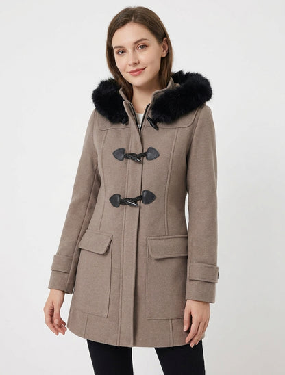 Einfarbiger Dufflecoat mit Kapuze - Maulwurf