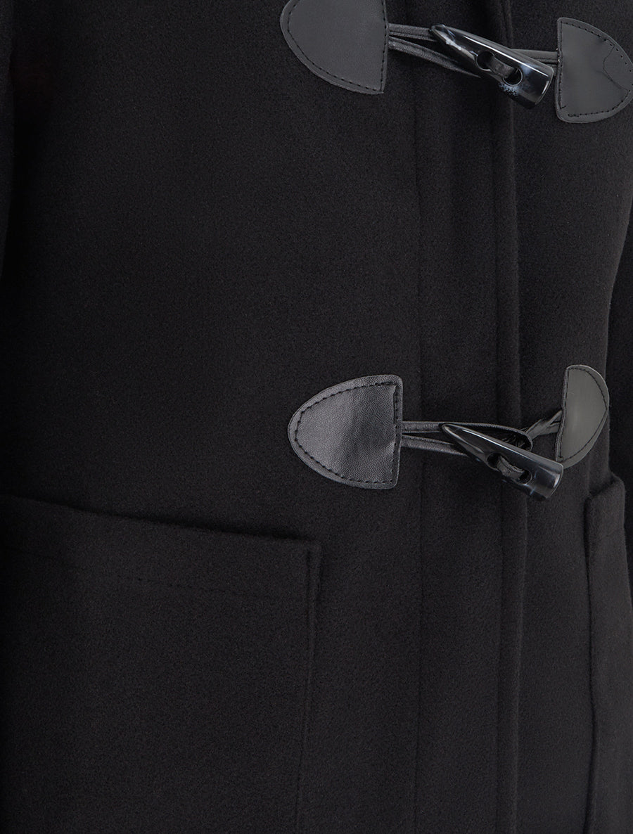 Duffle-coat droit à capuche - Noir - 3