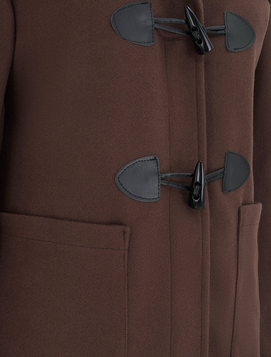 Duffle-coat droit à capuche - Marron - 3