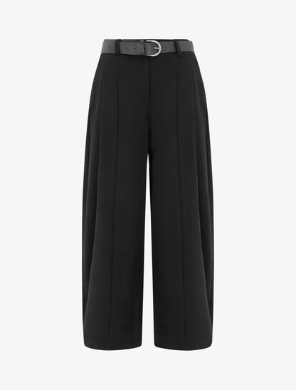 Pantalon coupe ample taille haute - Noir - 1