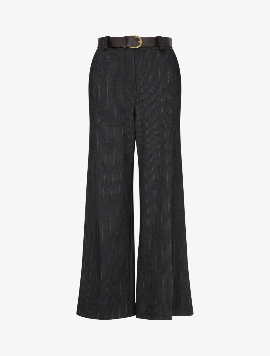 Pantalon ample à rayures - Noir - 1