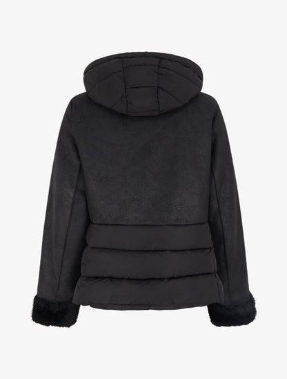Manteau bimatière à intérieur fourrure synthétique - Noir - 2