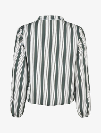 Blouse rayée satinée coupe boule - Kaki - 2