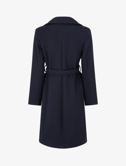 Manteau long croisé en laine mélangée - Marine - 2