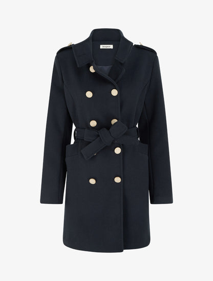 Manteau style officier en laine mélangée - Marine - 1