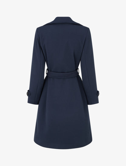 Manteau droit uni ceinturé - Marine - 2