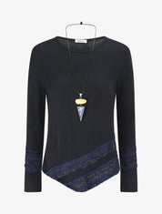 Pull fin à rayures irisées - Marine - 5