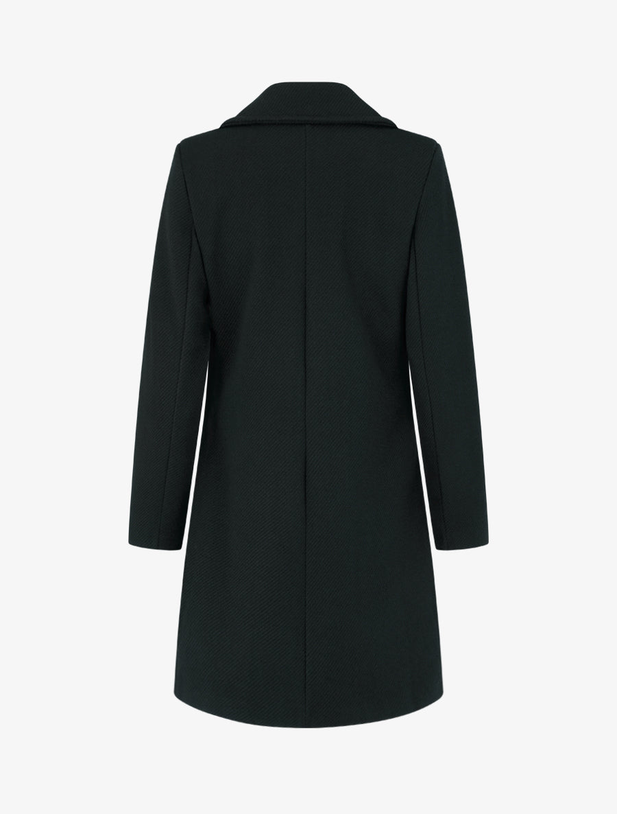 Manteau en laine mélangée à poches plaquées - Noir - 2
