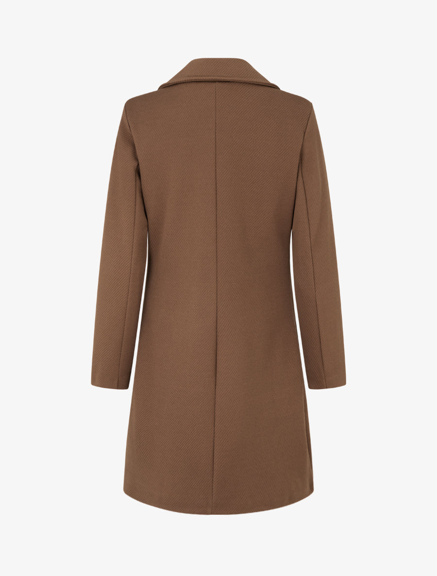 Manteau en laine mélangée à poches plaquées - Marron - 2