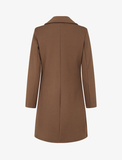Manteau en laine mélangée à poches plaquées - Marron - 2