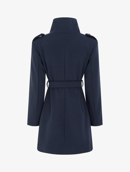 Manteau long à col montant - Marine - 2