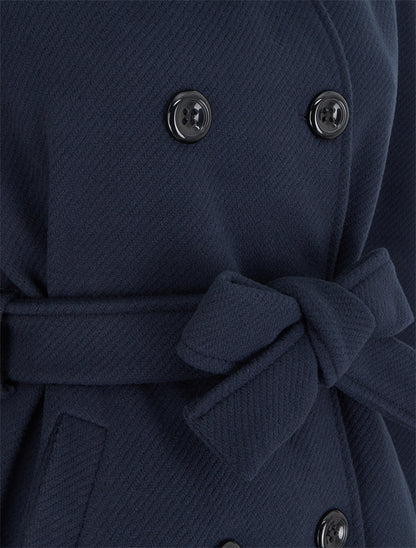 Manteau long à col montant - Marine - 3