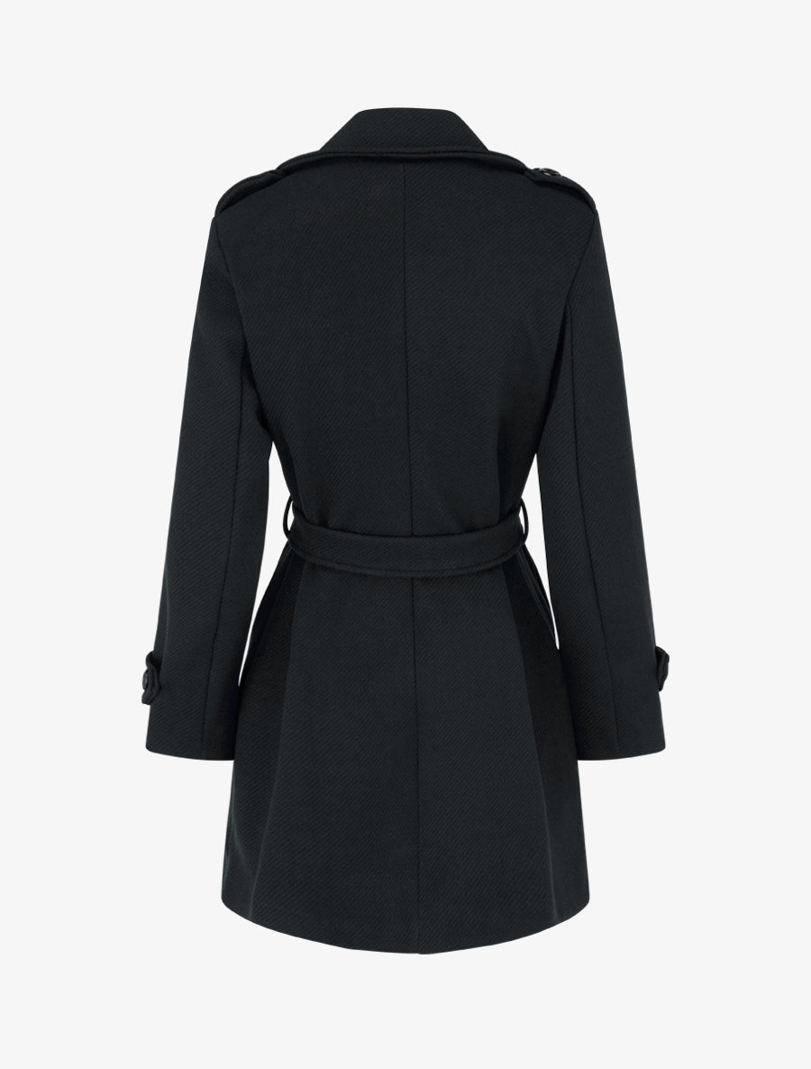 Manteau droit en laine mélangée - Noir - 2