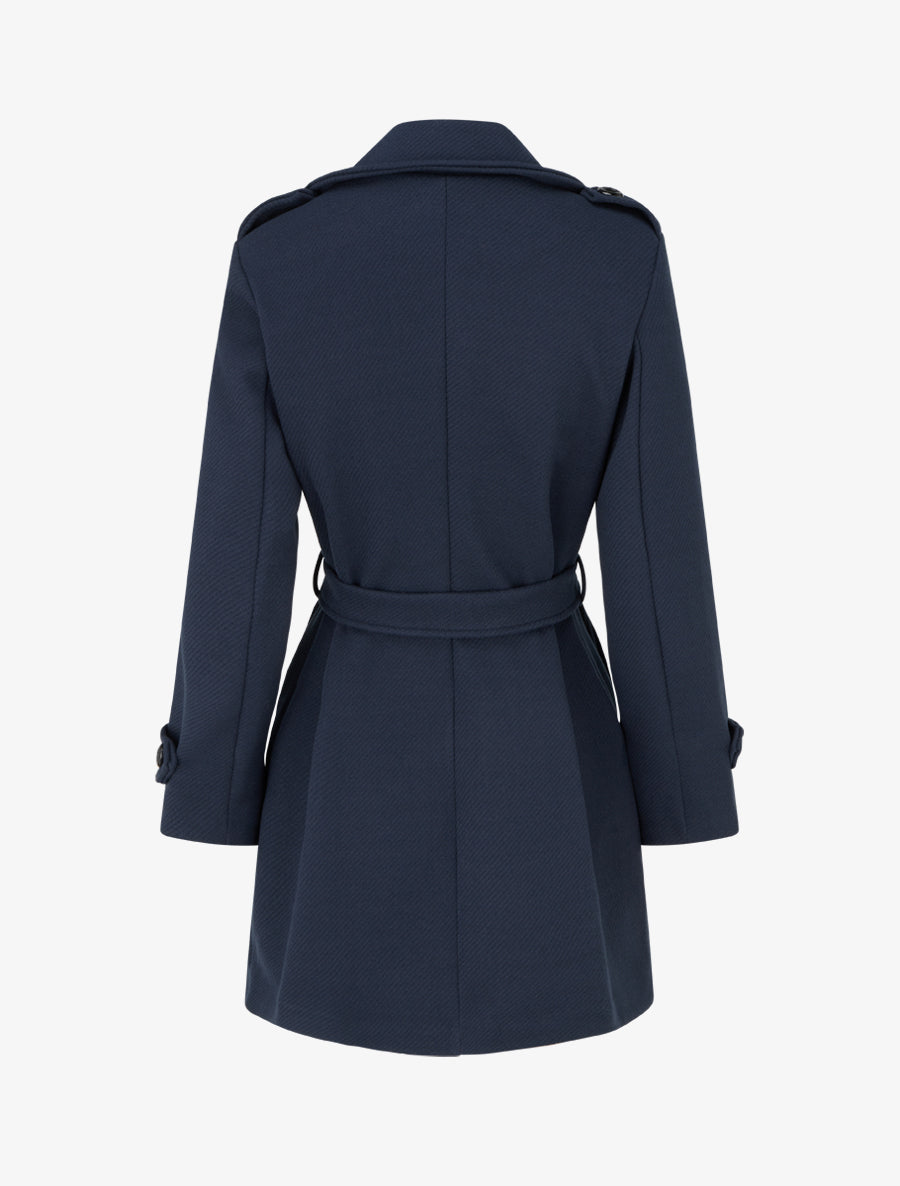Manteau droit en laine mélangée - Marine - 2