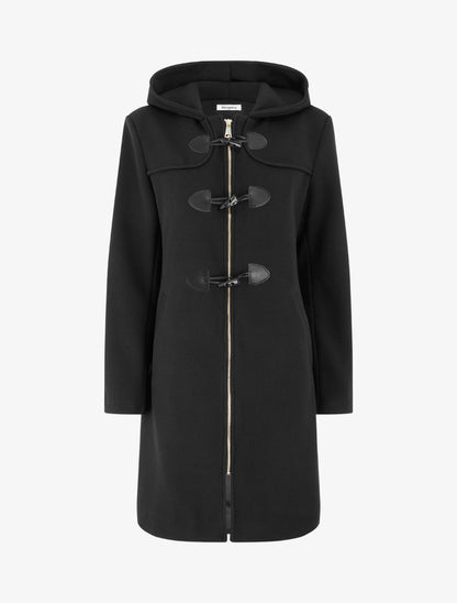 Duffle-coat uni à capuche - Noir - 1