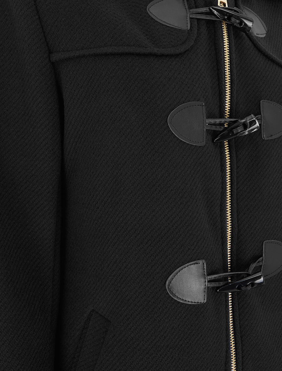 Duffle-coat uni à capuche - Noir - 3