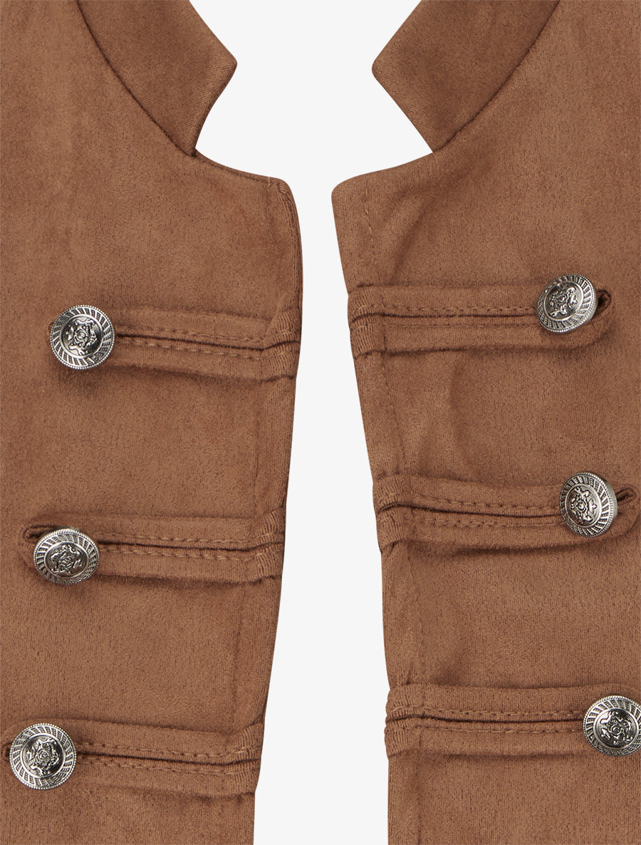Veste suédine style officier - Camel - 3