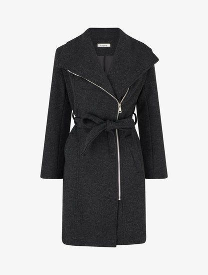 Manteau zippé col à revers - Gris anthracite - 1