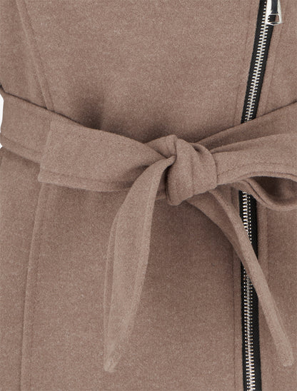 Manteau zippé col à revers - Taupe - 3